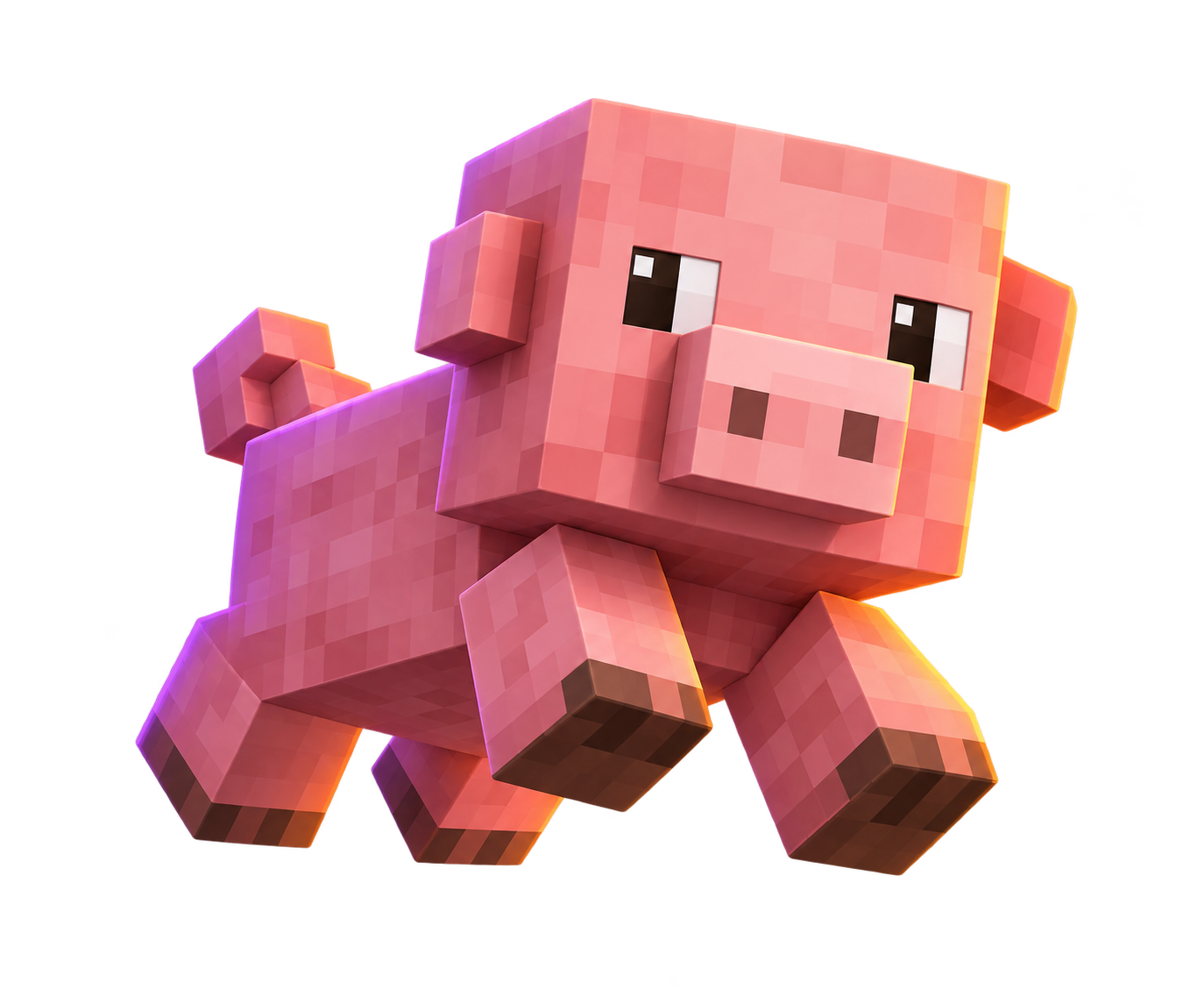 Cerdito de Minecraft en una pose alegre